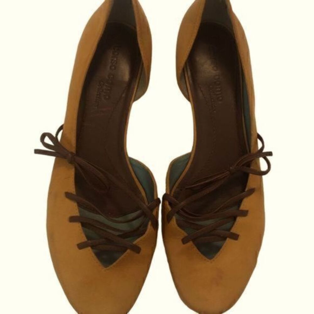 Anthropologie Front Lace Up Leather Ballet Flats Size 8M‎